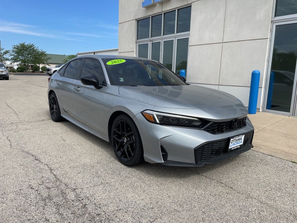 Solar Silver Metallic 2025 Honda Civic Sport FWD Sedan Front-Wheel Drive Continuously Variable Transmission