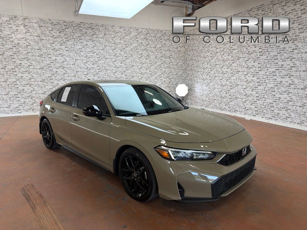 Sand Dune Pearl 2025 Honda Civic Hybrid Hatchback Front-Wheel Drive Continuously Variable Transmission
