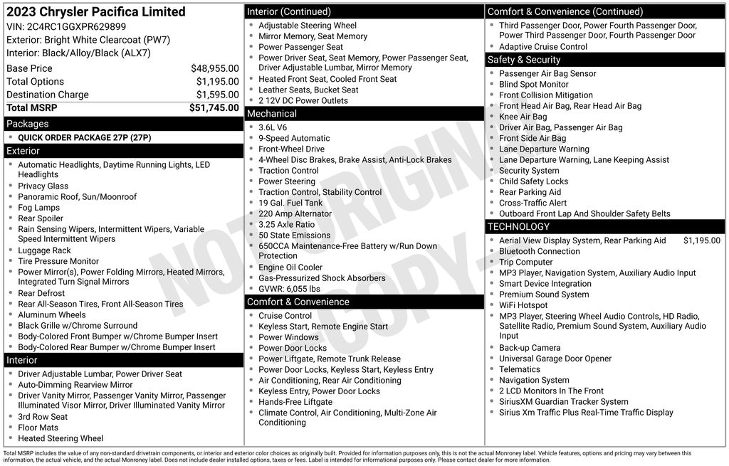 2023 Bright White Clearcoat Chrysler Pacifica Limited FWD Van