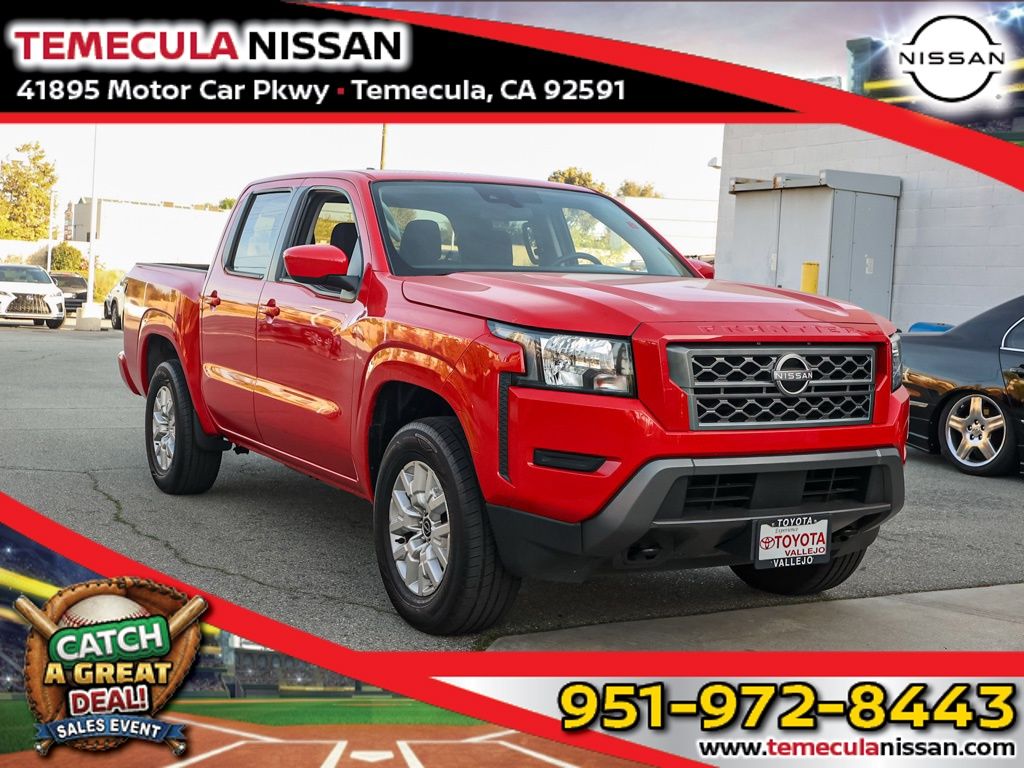 Red Alert 2023 Nissan Frontier SV Crew Cab 4WD Pickup Truck Four-Wheel Drive 9-Speed Automatic