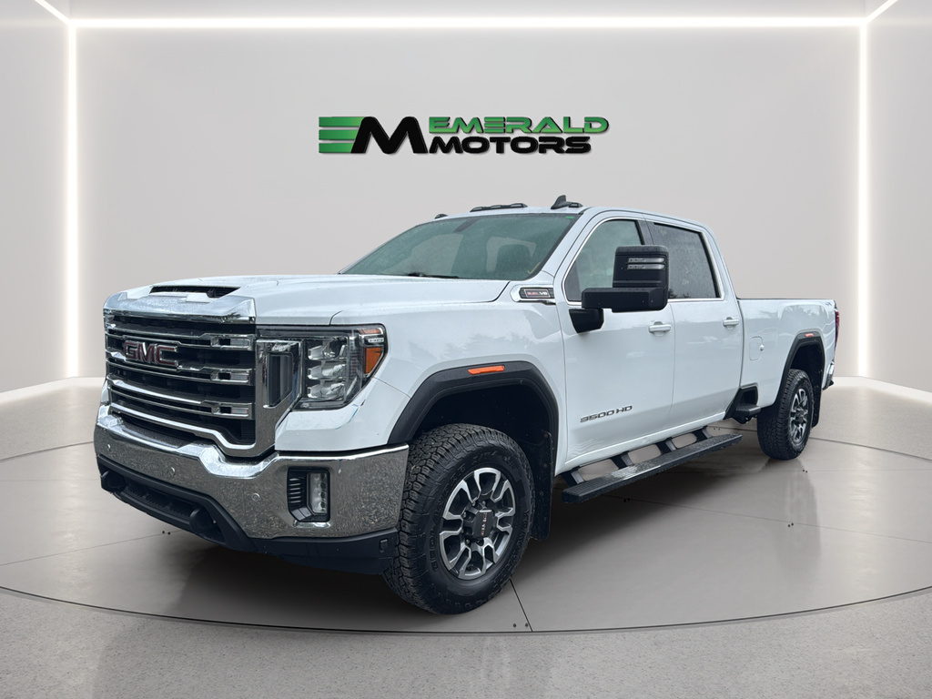 White 2021 GMC Sierra 3500HD SLE Crew Cab 4WD Pickup Truck Four-Wheel Drive 6-Speed Automatic