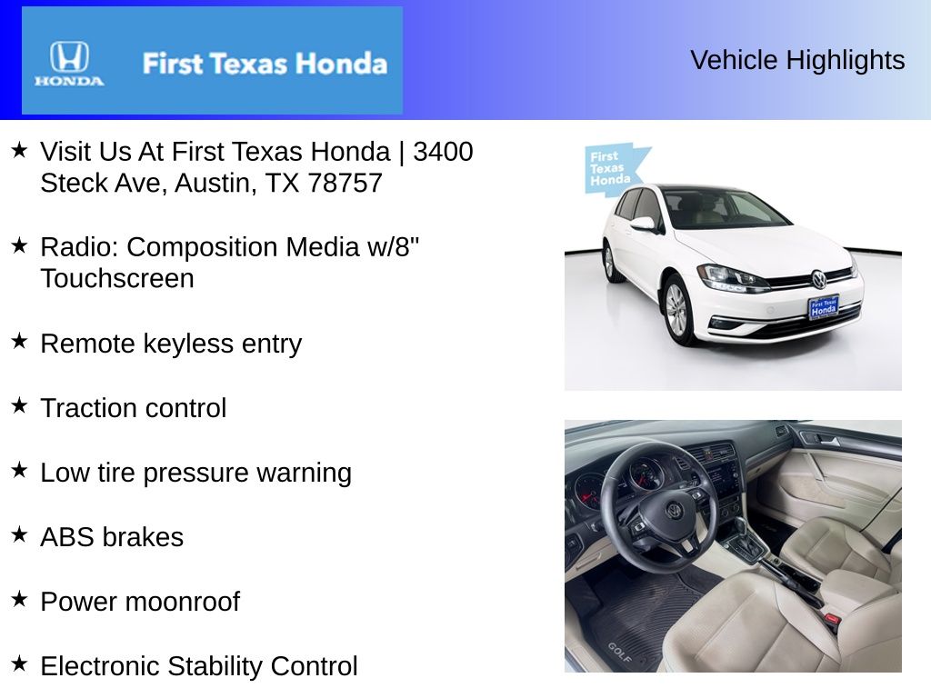 Used Car 2018 Volkswagen Golf  Tsi Se 4-door For Sale Under $20,000 In Austin, Texas