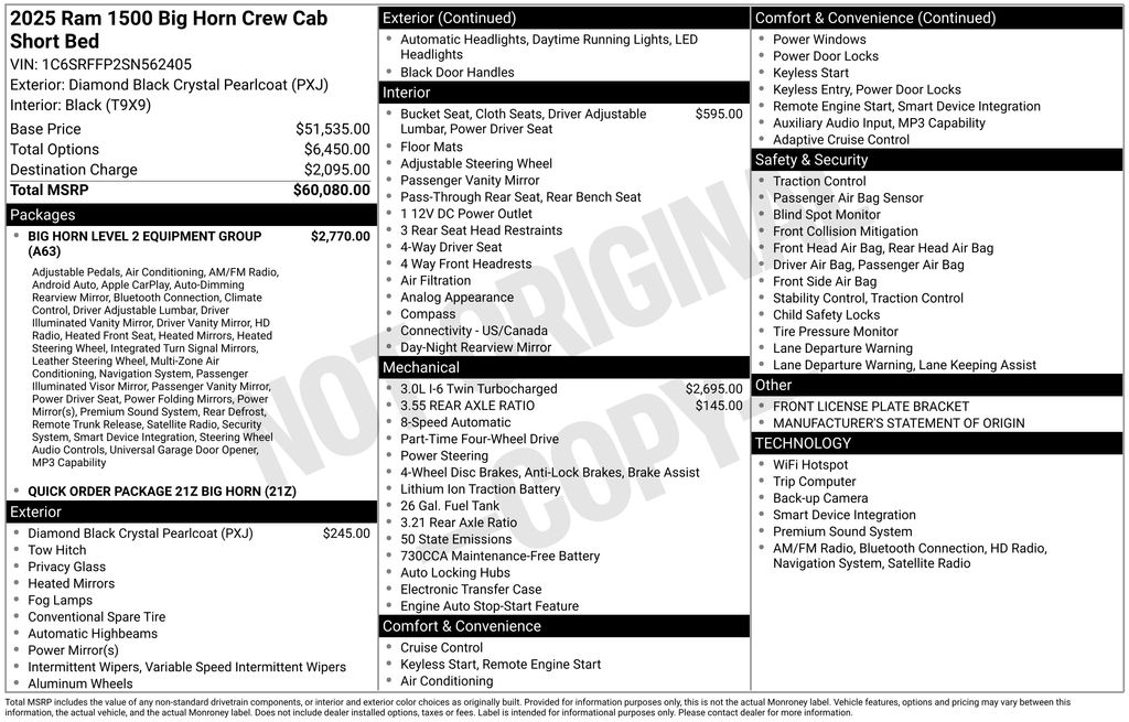 Used Car 2025 Ram 1500  Big Horn/lone Star For Sale Under $40,000 In Taylor, Texas