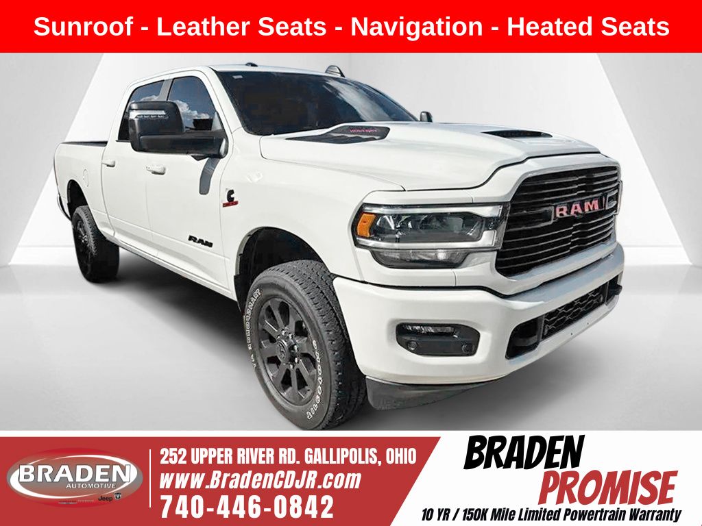 Pearl White 2024 RAM 3500 Pickup Truck Four-Wheel Drive 6-Speed Automatic