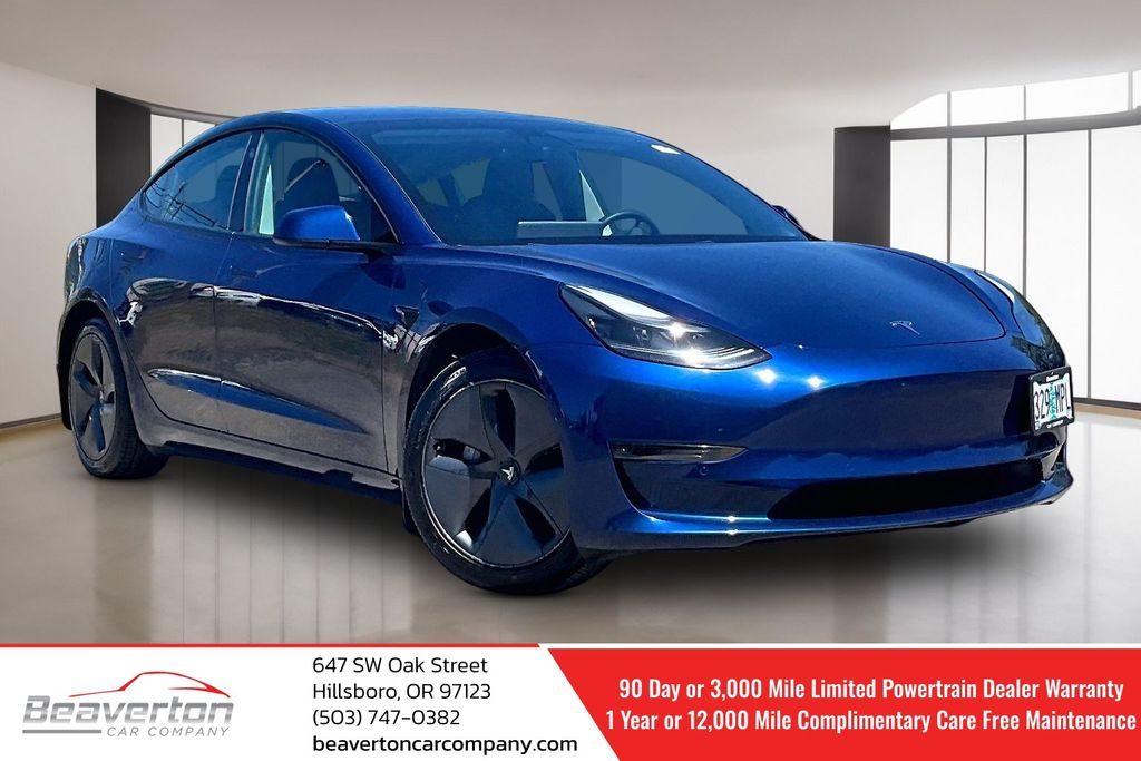 Blue 2021 Tesla Model 3 Sedan Rear-Wheel Drive 1-Speed Automatic