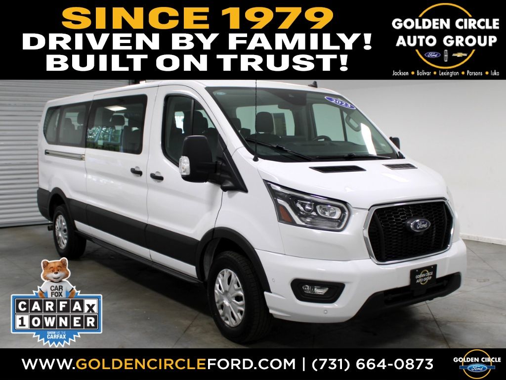 Oxford White 2023 Ford Transit Passenger 350 XLT Low Roof LB RWD Van Rear-Wheel Drive