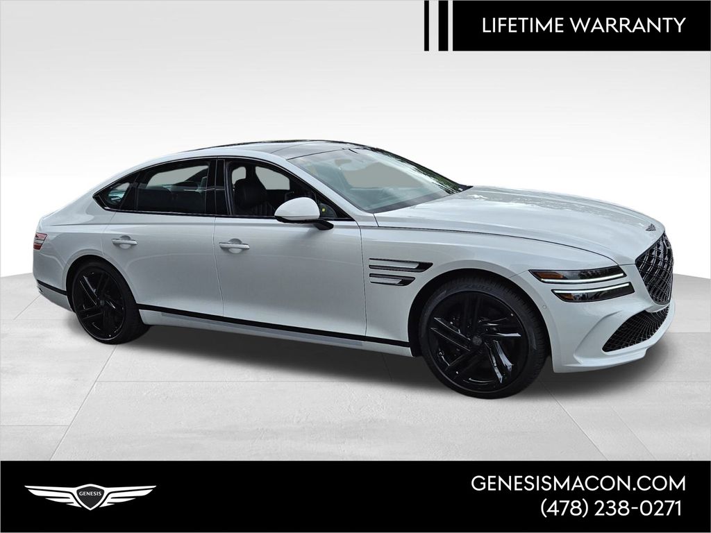 Uyuni White 2026 Genesis G80 3.5T Prestige Black AWD Sedan All-Wheel Drive 8-Speed Automatic
