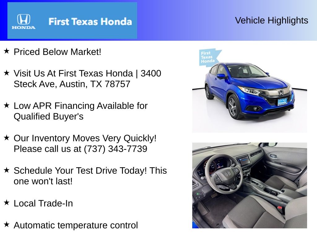 Used Car 2022 Honda Hr-v  Ex For Sale Under $20,000 In Austin, Texas