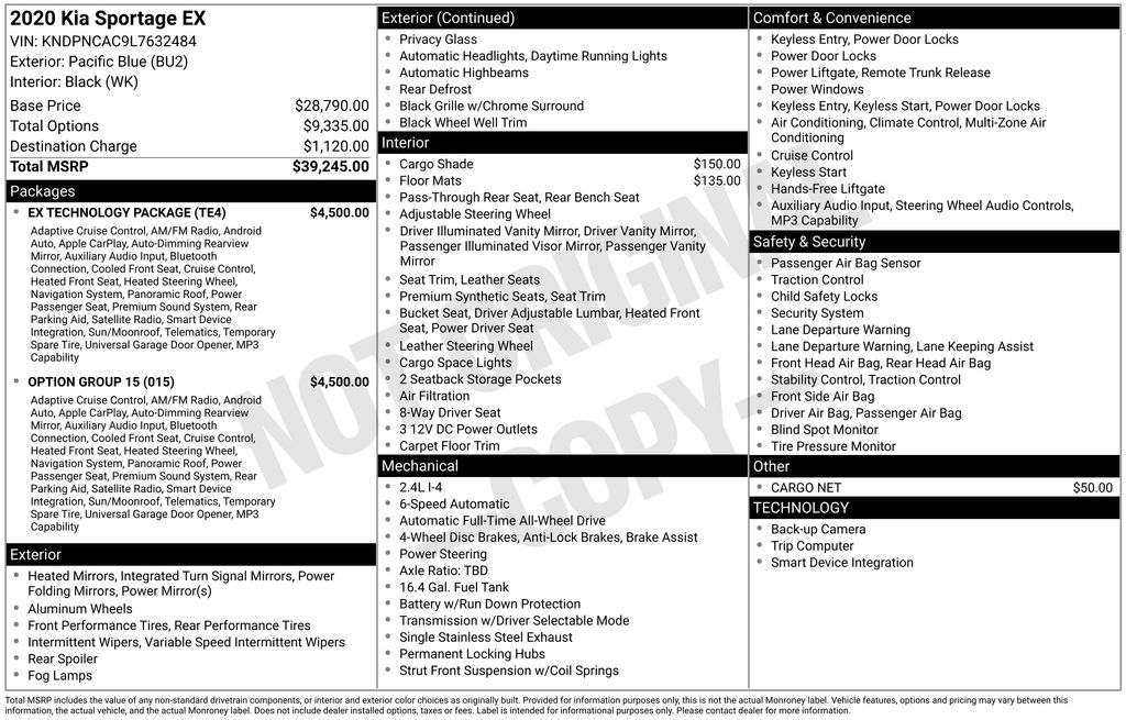 used 2020 Kia Sportage car, priced at $15,800