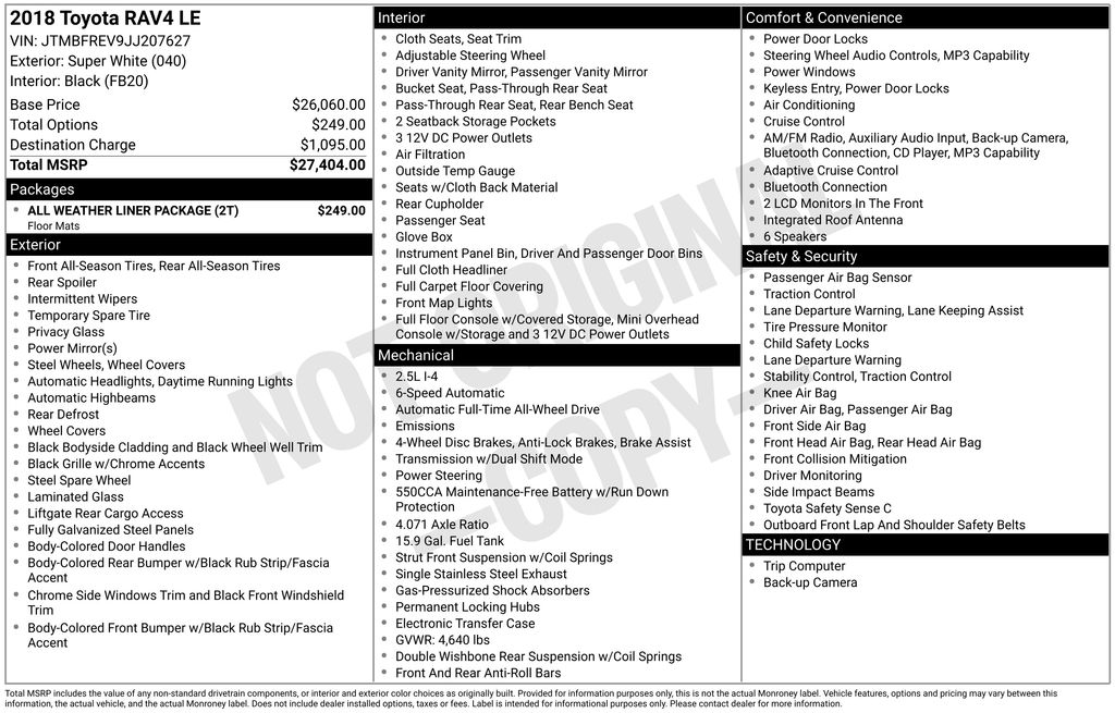 Certified Used 2018 White Toyota LE image 3