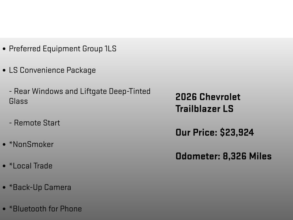 2026 Chevrolet TrailBlazer LS Black at Klick Lewis Buick Chevrolet