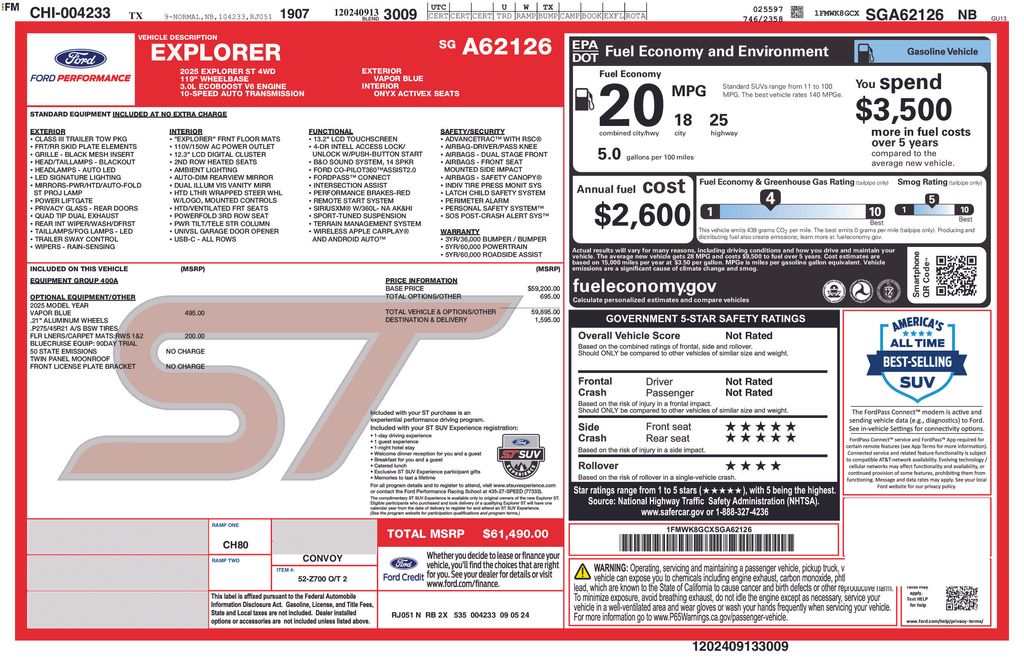 Used Car 2025 Ford Explorer  St For Sale Under $50,000 In Austin, Texas