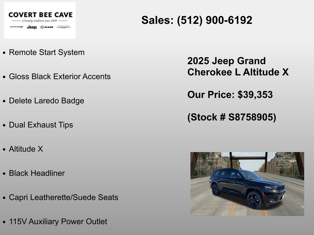 New Car 2025 Jeep Grand Cherokee L  For Sale Under $40,000 In Austin, Texas