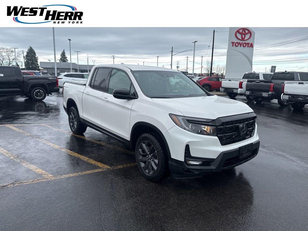 White 2024 Honda Ridgeline Sport AWD Pickup Truck All-Wheel Drive 9-Speed Automatic