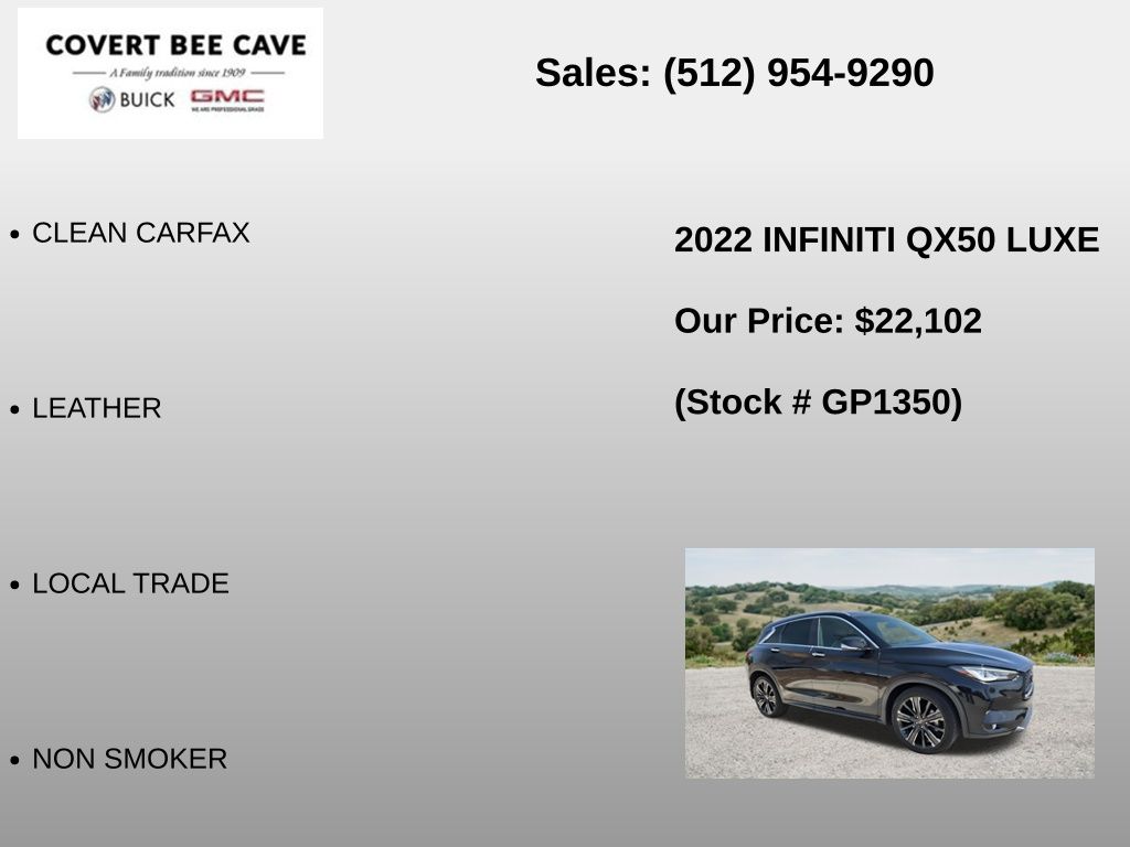 Used Car 2022 Infiniti Qx50  Luxe For Sale Under $25,000 In Austin, Texas