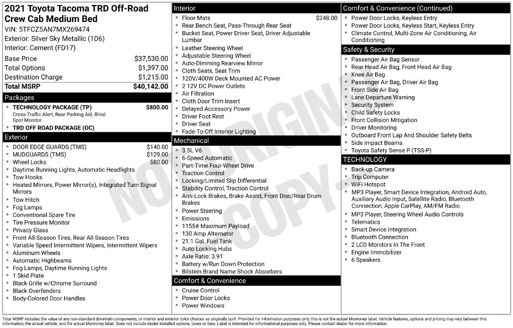 Used 2021 Toyota Tacoma Truck