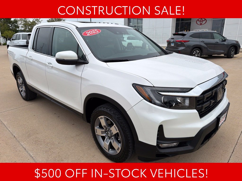 Platinum White Pearl 2025 Honda Ridgeline Pickup Truck All-Wheel Drive 9-Speed Automatic