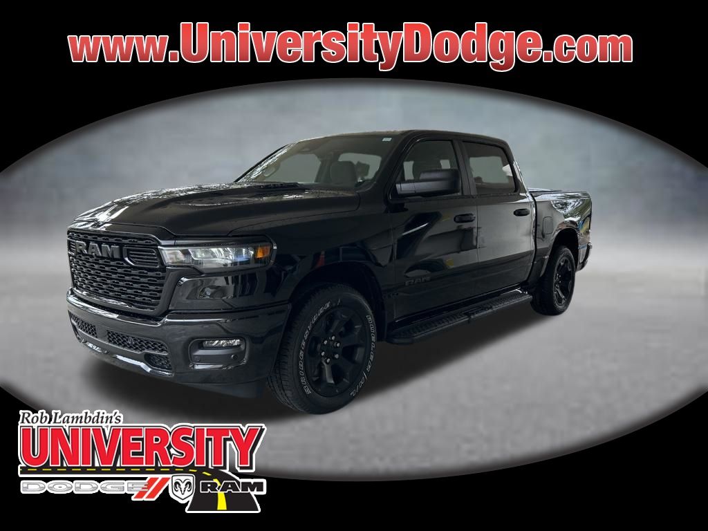 Diamond Black Crystal Pearlcoat 2025 RAM 1500 Tradesman Crew Cab 4WD Pickup Truck Four-Wheel Drive 8-Speed Automatic