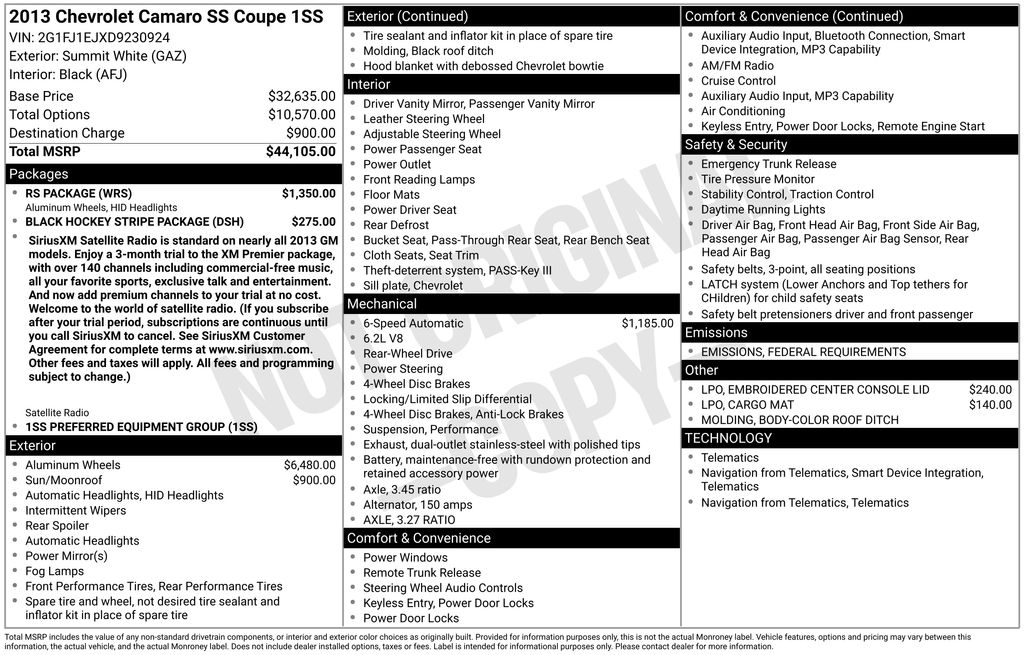2013 Chevrolet Camaro 1SS