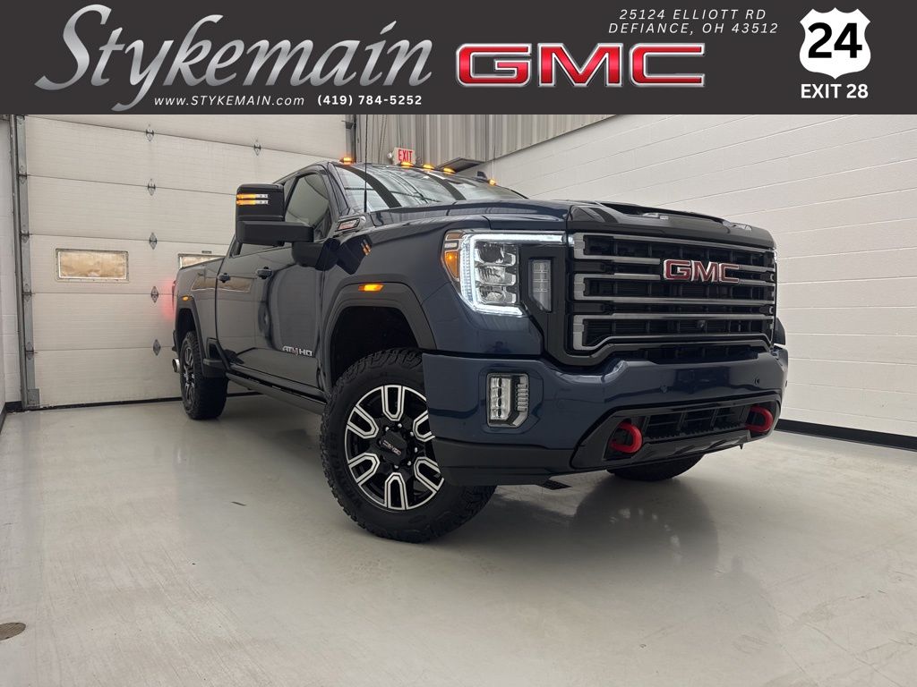 Pacific Blue Metallic 2021 GMC Sierra 2500HD AT4 Crew Cab 4WD Pickup Truck Four-Wheel Drive Automatic