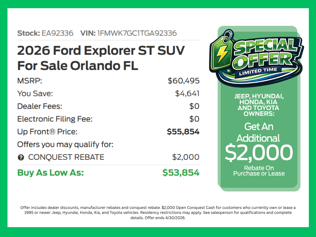 Carbonized Gray Metallic 2026 Ford Explorer ST RWD SUV / Crossover Rear-Wheel Drive Automatic