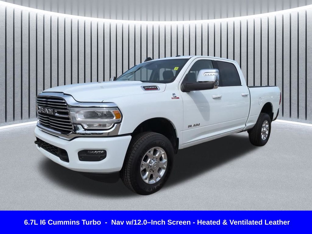 Bright White Clearcoat 2024 RAM 2500 Laramie Crew Cab 4WD Pickup Truck Four-Wheel Drive 6-Speed Automatic