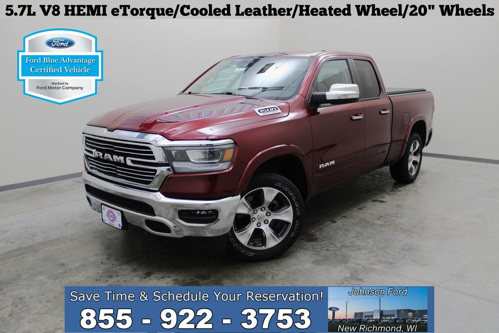 Delmonico Red Pearlcoat 2021 RAM 1500 Laramie Quad Cab 4WD Pickup Truck Four-Wheel Drive 8-Speed Automatic