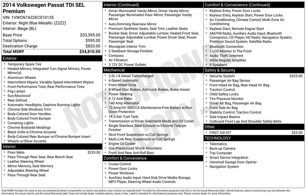 2014 Volkswagen Passat TDI SEL Premium