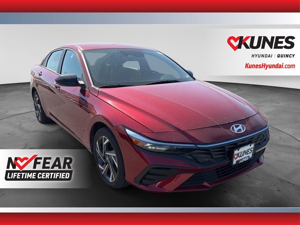 Ultimate Red Metallic 2025 Hyundai Elantra Hybrid Sedan Front-Wheel Drive 6-Speed Dual Clutch