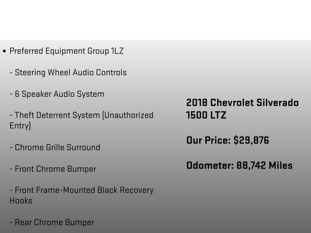 2018 Chevrolet Silverado 1500 LTZ White at Phil Fitts Ford