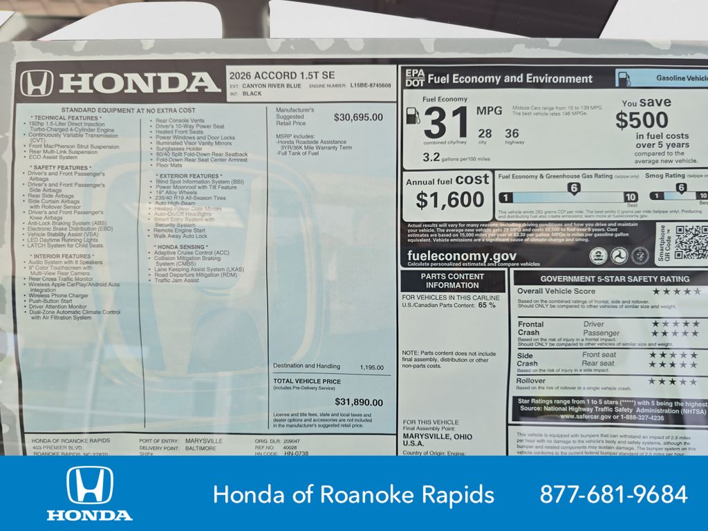 New 2026 Honda Accord Sedan Sedan