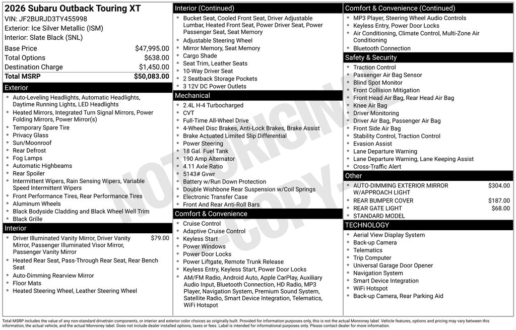 New 2026 Silver Subaru Touring XT image 17