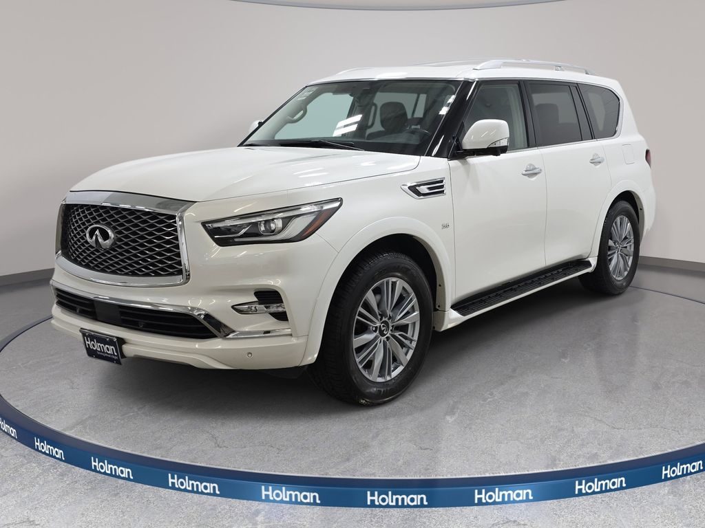 Moonstone White 2019 INFINITI QX80 Luxe 4WD SUV / Crossover All-Wheel Drive 7-Speed Automatic