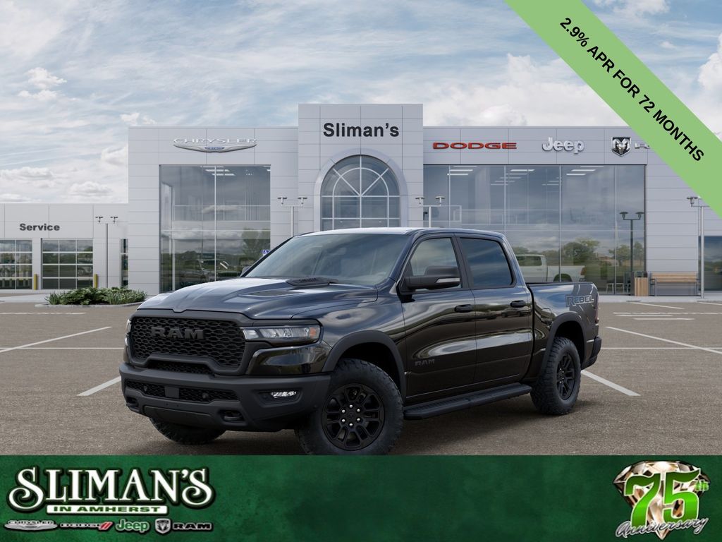 Diamond Black Crystal Pearlcoat 2026 RAM 1500 Rebel Crew Cab 4WD Pickup Truck Four-Wheel Drive 8-Speed Automatic