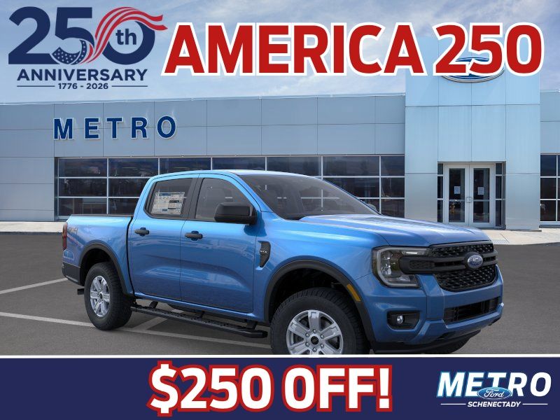 Velocity Blue Metallic 2025 Ford Ranger XL SuperCrew 4WD Pickup Truck Four-Wheel Drive Automatic