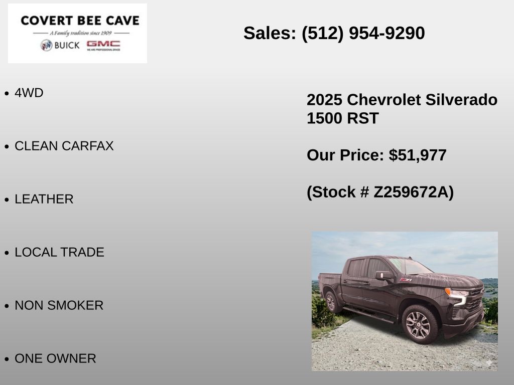 Used Car 2025 Chevrolet Silverado 1500  Rst For Sale Under $60,000 In Austin, Texas