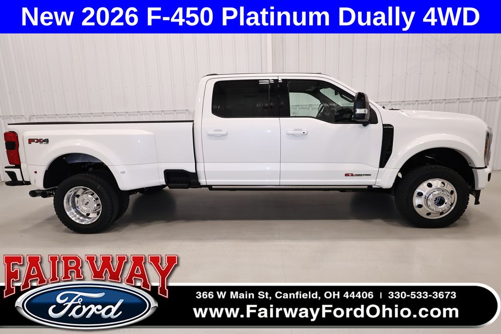 Star White Metallic Tri-Coat 2026 Ford F-450 Super Duty Platinum Crew Cab LB DRW 4WD Pickup Truck Four-Wheel Drive Automatic