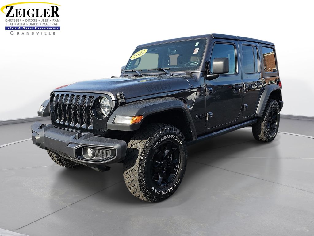Gray (Granite Crystal Metallic Clearcoat) 2022 Jeep Wrangler Unlimited Willys 4WD SUV / Crossover Four-Wheel Drive 8-Speed Automatic