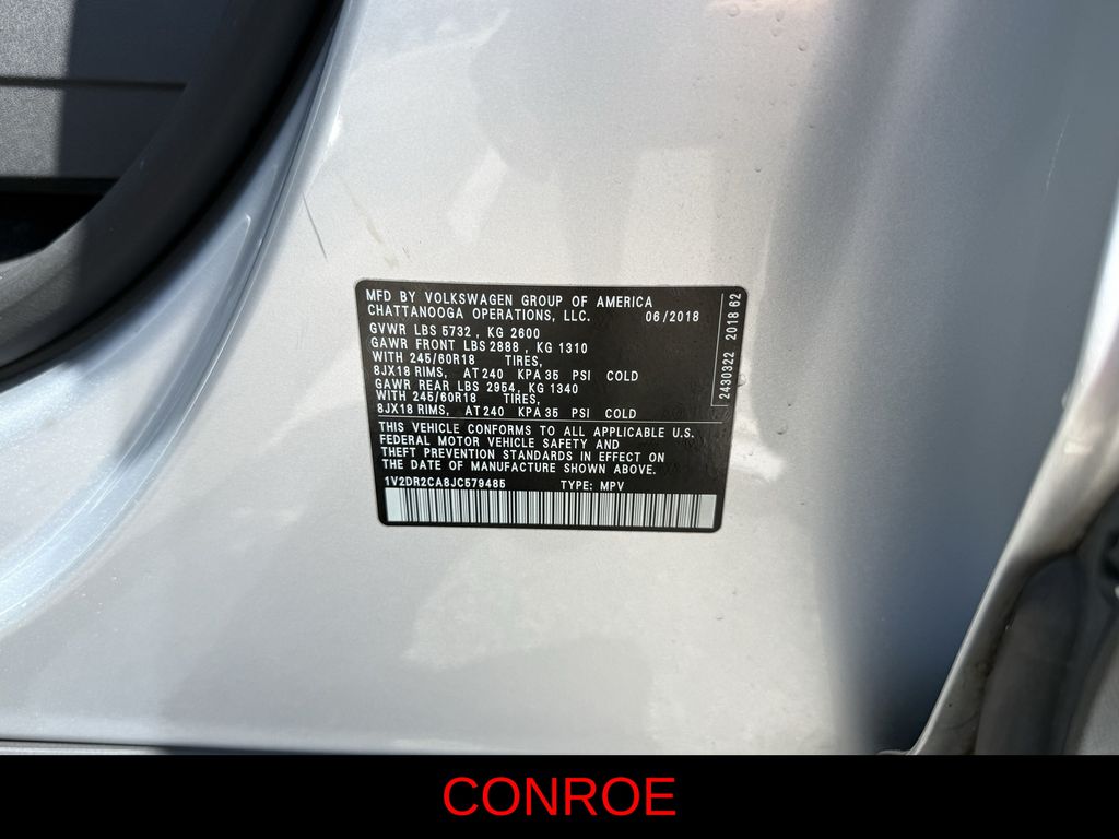 2018 Volkswagen Atlas 3.6L V6 SE Silver at Community Honda