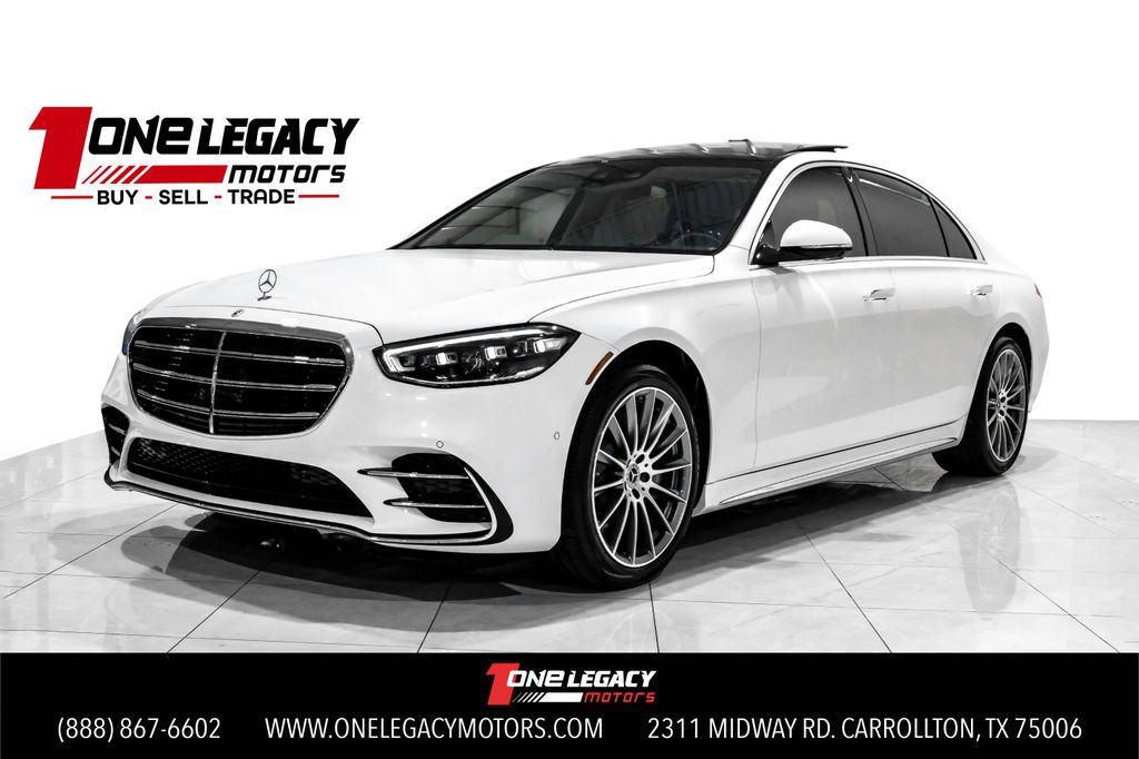 MANUFAKTUR Moonlight White Metallic 2025 Mercedes-Benz S-Class S 580 4MATIC Sedan All-Wheel Drive 9-Speed Automatic