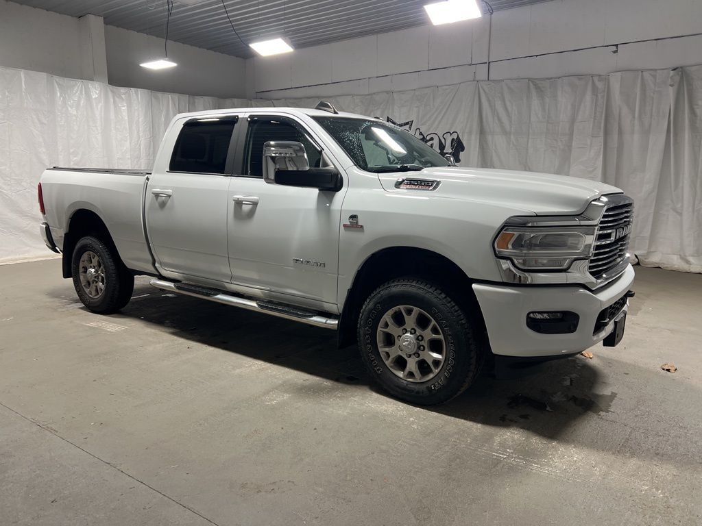 Bright White Clearcoat 2023 RAM 2500 Laramie Crew Cab 4WD Pickup Truck Four-Wheel Drive 6-Speed Automatic