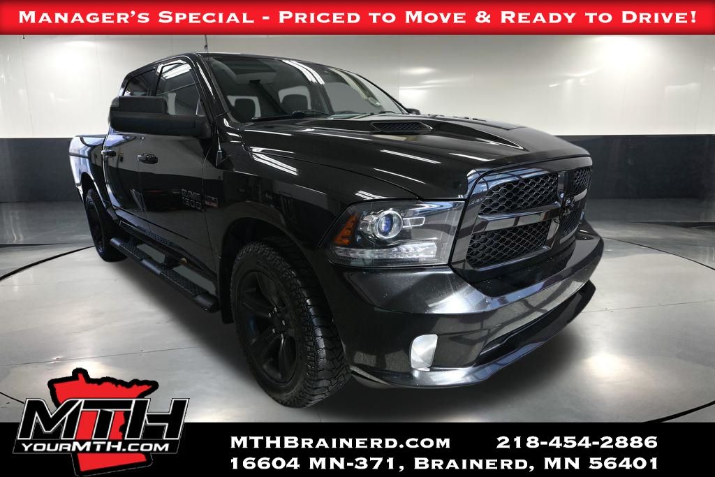 Brilliant Black Crystal Pearlcoat 2017 RAM 1500 Pickup Truck Four-Wheel Drive 8-Speed Automatic