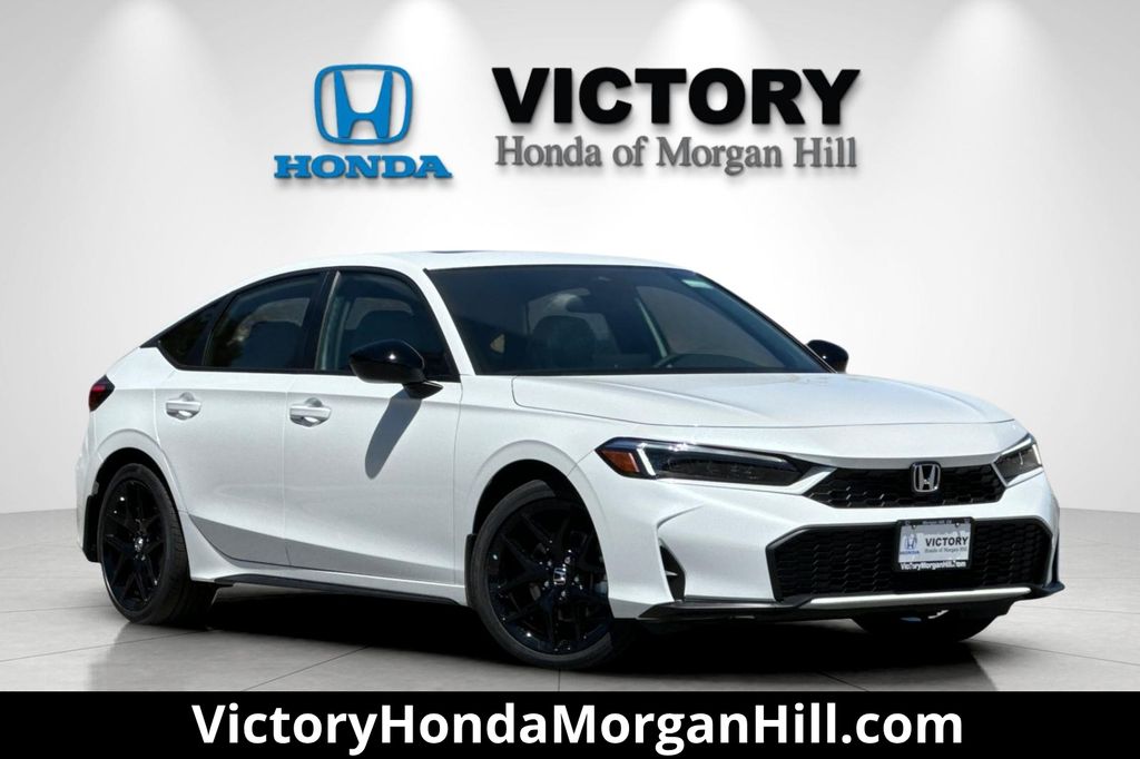 Platinum White Pearl 2026 Honda Civic Hybrid Hatchback Front-Wheel Drive Continuously Variable Transmission