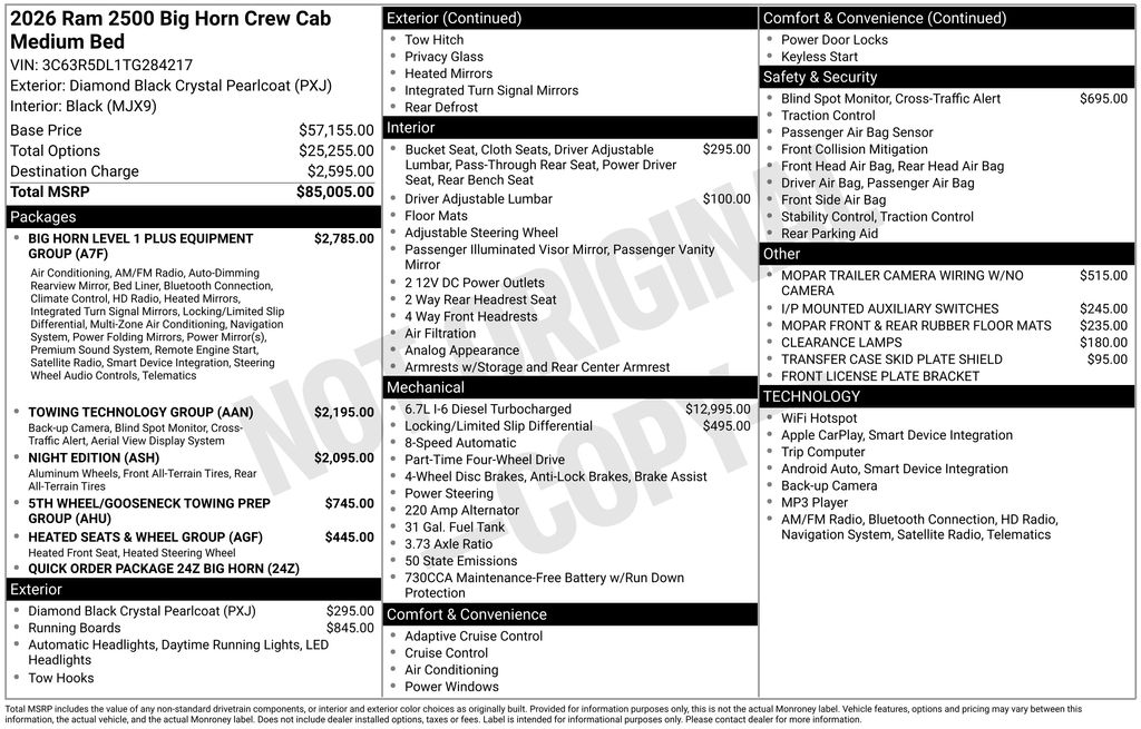 new 2026 Ram 2500 car, priced at $73,600