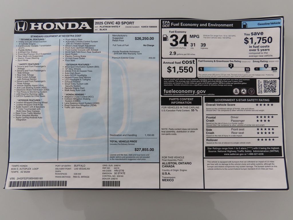 2025 Honda Civic Sport 9