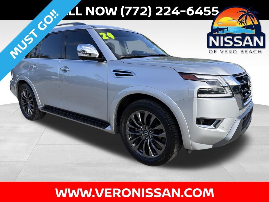 Brilliant Silver Metallic 2024 Nissan Armada Platinum RWD SUV / Crossover 4X2 7-Speed Automatic