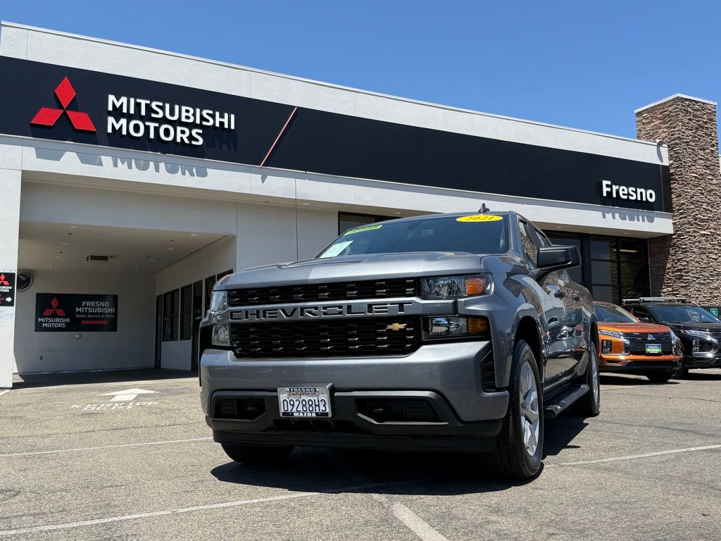 Gray (Steel Metallic) 2021 Chevrolet Silverado 1500 Custom Crew Cab RWD Pickup Truck 4X2 8-Speed Automatic