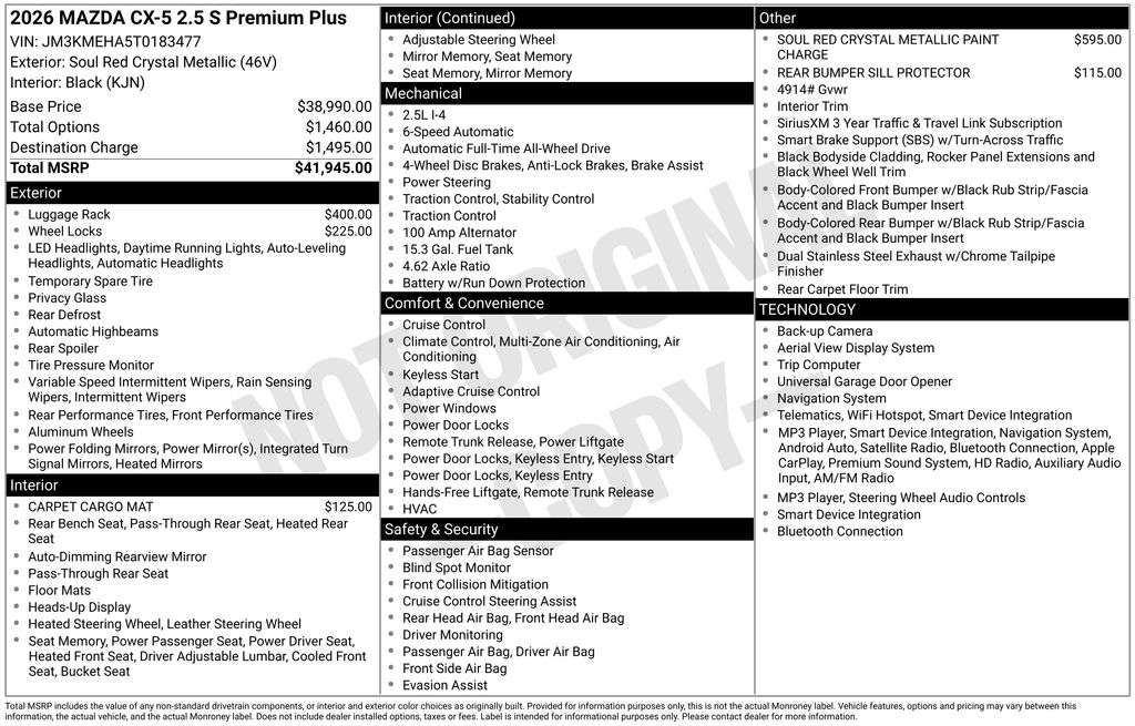 New 2026 Red Mazda 2.5 S Premium Plus image 6