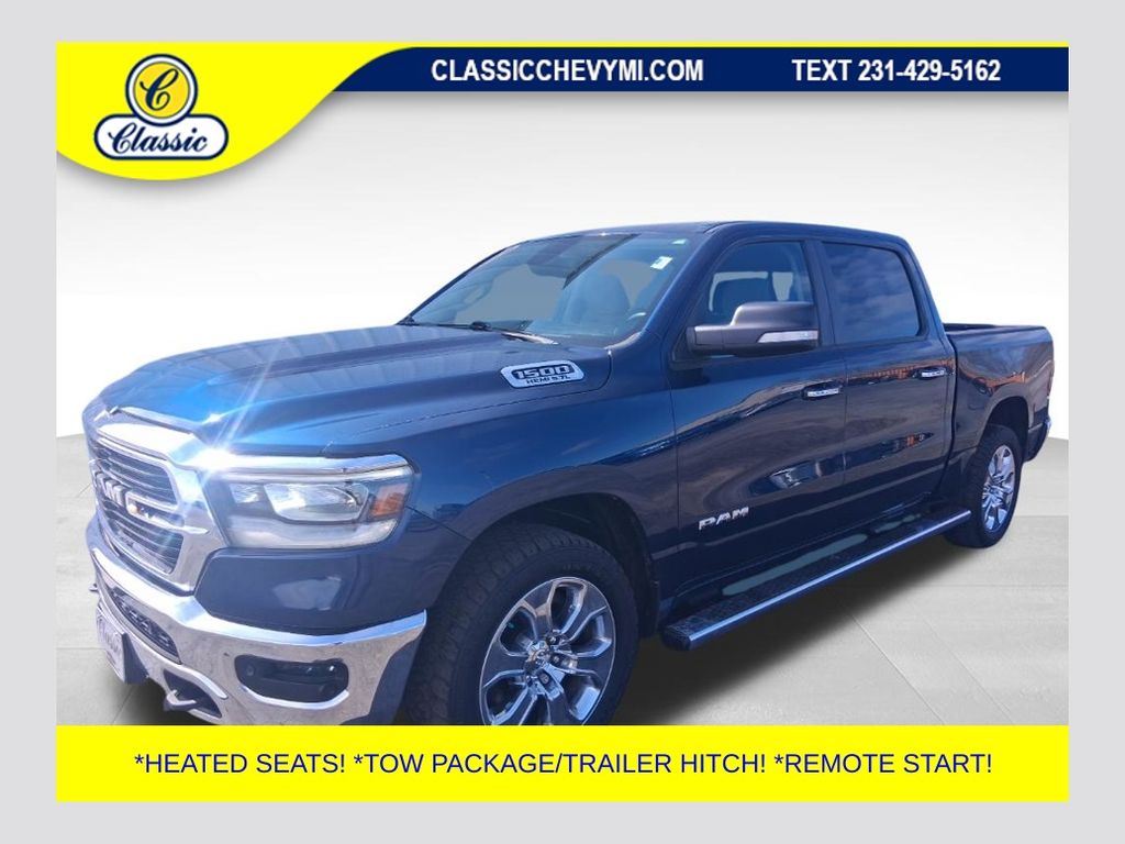 Patriot Blue Pearlcoat 2019 RAM 1500 Big Horn Crew Cab 4WD Pickup Truck Four-Wheel Drive 8-Speed Automatic
