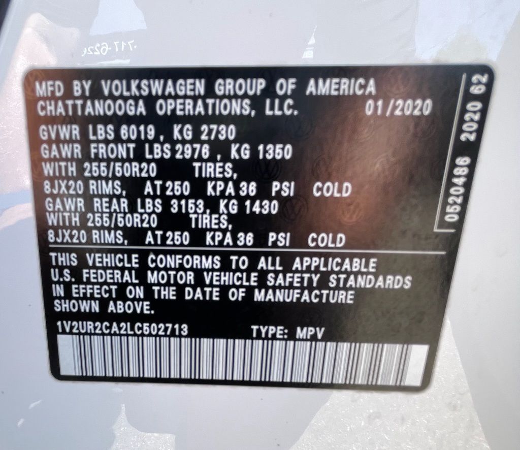 2020 Volkswagen Atlas 3.6L V6 SE White at Community Kia